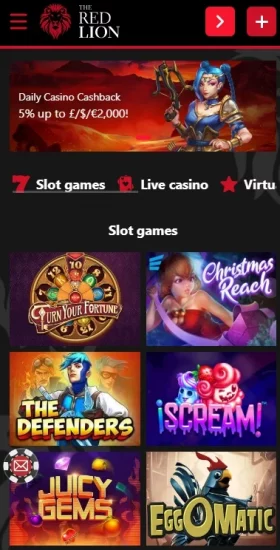 Mobile version of casino Red Lion